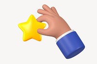 Businessman's hand holding star, 3D rendering graphic psd