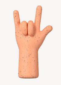 ILY freckled hand gesture, 3D love illustration psd