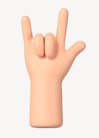 ILY hand sign, gesture in 3D design psd