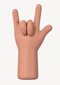 ILY hand sign, gesture in 3D design psd