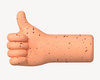 Thumbs up hand gesture, freckled skin, 3D illustration