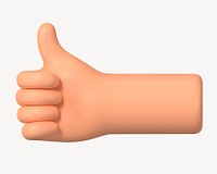 Thumbs up hand gesture, 3D illustration psd