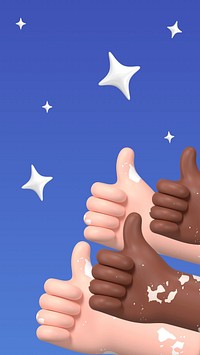 3D thumbs up iPhone wallpaper, diverse hands background