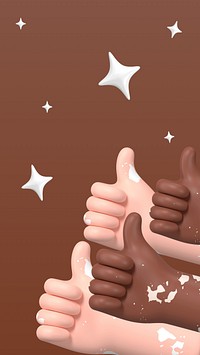 3D thumbs up iPhone wallpaper, diverse hands background