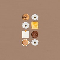 Breakfast aesthetic background, brown flower