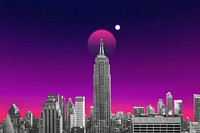 Vaporwave urban background, city life design 