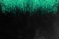 Black computer code background, green neon border