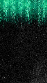 Black computer code iPhone wallpaper, green neon border