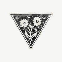 Flower badge collage element psd