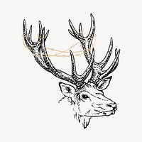 Reindeer stag, wildlife collage element psd