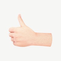 Thumbs up hand, body gesture collage element psd