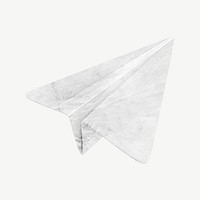 White paper plane, journal collage element psd