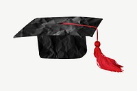 Graduation cap, education collage element psd