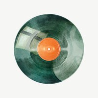 Green vinyl record, music collage element psd