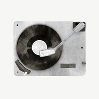 Vinyl record player, music collage element psd