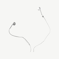 Wired earphones, music collage element psd