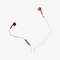 Wired earphones, music collage element psd