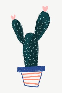 Cute cactus collage element psd