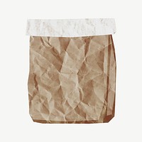 Wrinkled paper bag, journal collage element psd