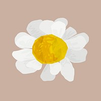 White daisy, flower doodle clipart psd