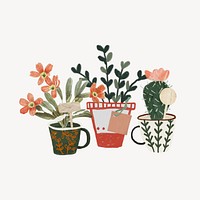 Houseplants, gardening hobby collage art