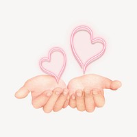 Hands presenting hearts, Valentine's collage
