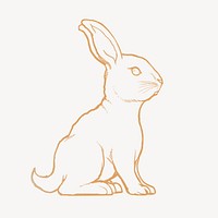 Gold rabbit, Chinese zodiac animal in line art design