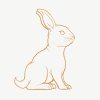 Gold rabbit, Chinese zodiac animal in line art design psd