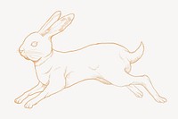 Jumping gold rabbit, Chinese zodiac animal, line art illustration