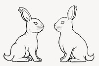 Rabbits, Easter celebration animal in line art design