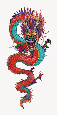 Ancient Chinese dragon, oriental animal illustration