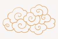 Gold oriental cloud, traditional weather line art