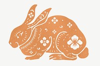 Floral rabbit, Chinese zodiac animal illustration psd