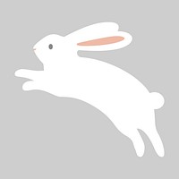 Jumping white rabbit, Easter celebration graphic