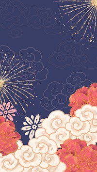 Festive Chinese fireworks iPhone wallpaper, New Year celebration background