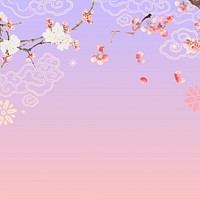 Cherry blossom sunset background, purple gradient design