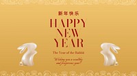 Happy New Year Instagram post, rabbit zodiac sign greeting