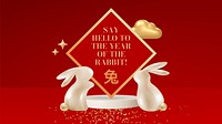 Year of Rabbit blog banner, 3D rendering design