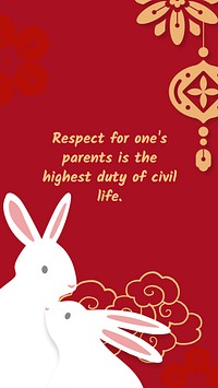 Year of Rabbit phone wallpaper, Chinese zodiac animal illustration