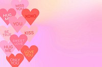 Aesthetic pink gradient background, pink hearts border