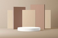 Beige aesthetic product backdrop mockup, 3D podium psd