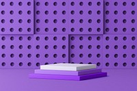 Toy brick product background mockup, 3D purple design psd