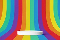 Rainbow product background mockup, colorful 3D base psd