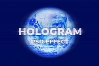 Hologram futuristic globe psd effect, digital remix