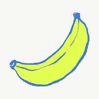 Banana fruit, cute doodle graphic psd