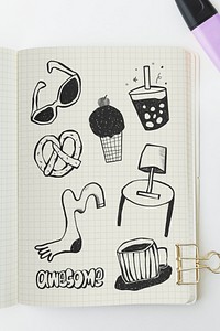 Open notebook mockup, realistic journal, customizable design psd