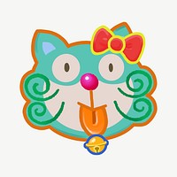 Funny cat cartoon, animal collage element psd