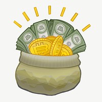 Money bag collage element psd