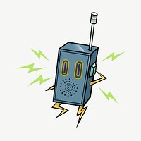 Walkie talkie cartoon collage element psd