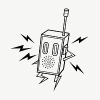 Walkie talkie cartoon collage element psd